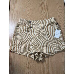 New Women’s Japna Animal Print Shorts Cotton Tan Khaki Beige size Medium